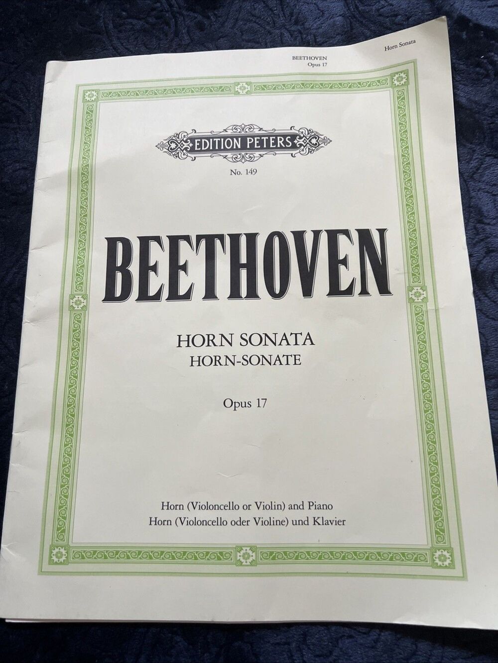 Beethoven: Horn Sonata in F Major, Op. 17 English/German Edition